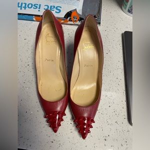Christian Louboutin Red Leather Pump with Stud